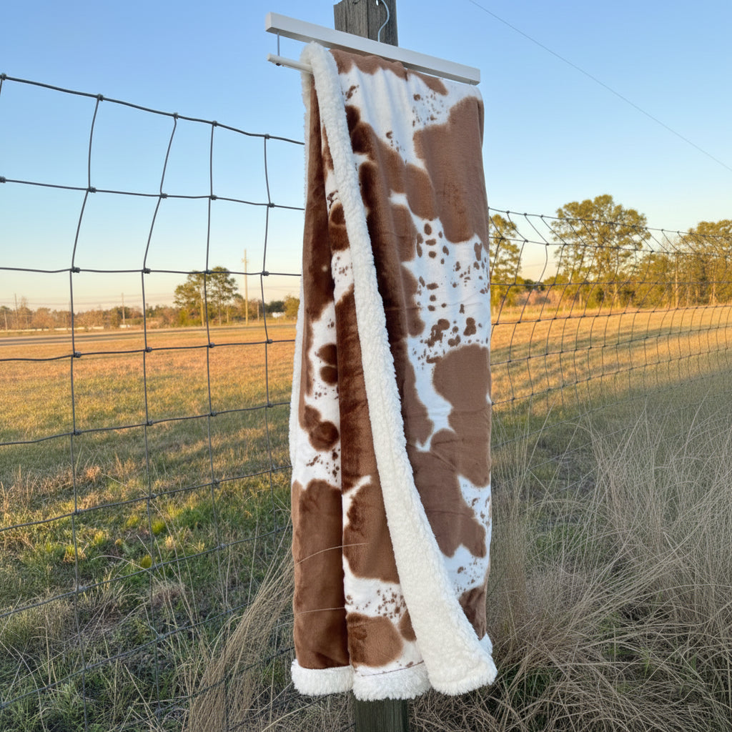 Baumwolldecke mit Kuhmuster, 100 × 150 cm
