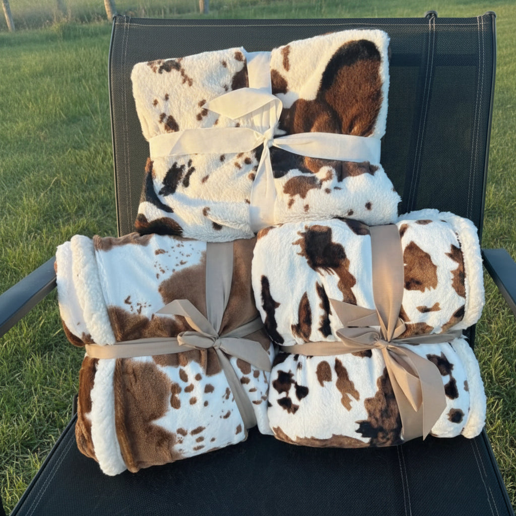 Baumwolldecke mit Kuhmuster, 100 × 150 cm